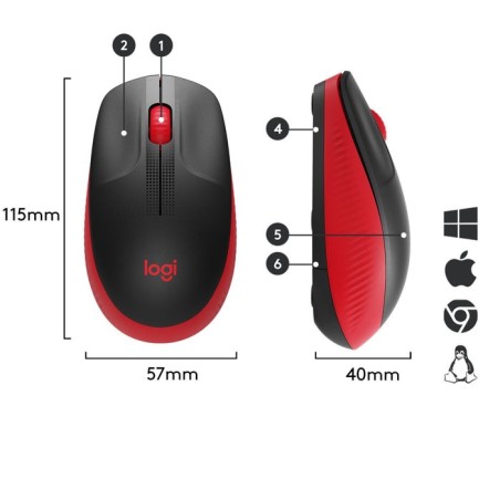 Logitech ratón inalámbrico m190 rojo 910-005908
