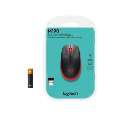 Logitech ratón inalámbrico m190 rojo 910-005908