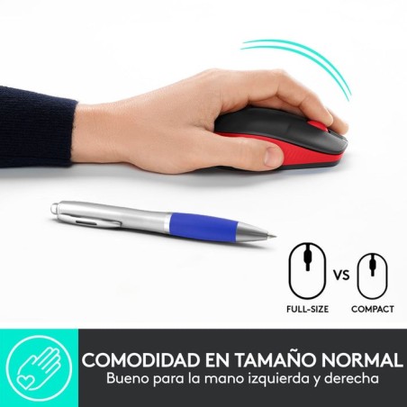 Logitech ratón inalámbrico m190 rojo 910-005908