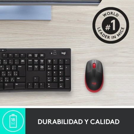 Logitech ratón inalámbrico m190 rojo 910-005908