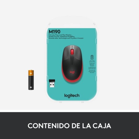 Logitech ratón inalámbrico m190 rojo 910-005908