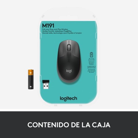 Logitech ratón inalámbrico m190 gris marengo 910-005905