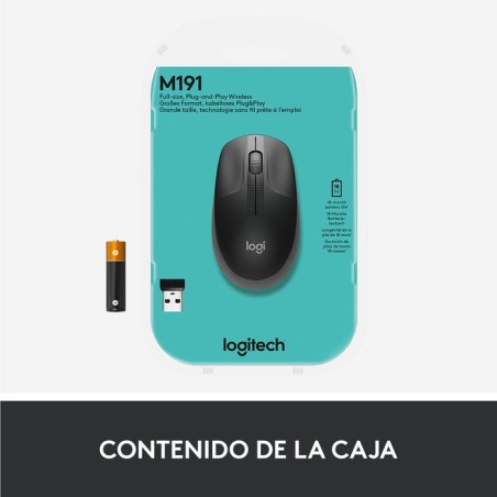 Logitech ratón inalámbrico m190 gris medio 910-005906