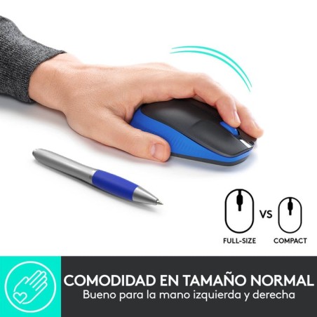 Logitech ratón inalámbrico m190 azul 910-005907