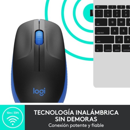 Logitech ratón inalámbrico m190 azul 910-005907