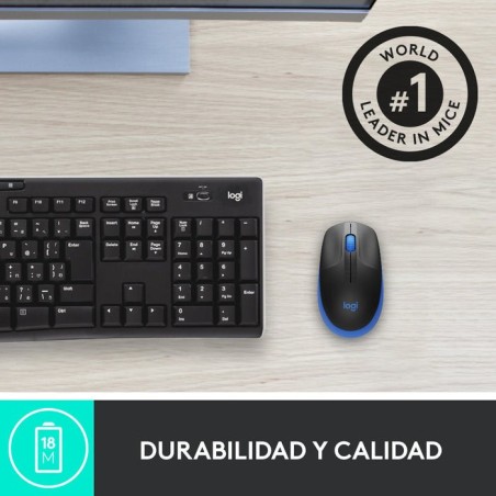 Logitech ratón inalámbrico m190 azul 910-005907
