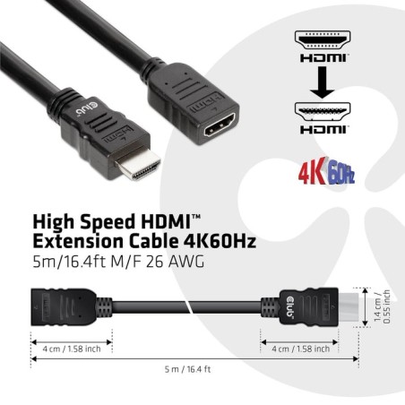 Club3d cable hdmi 2.0  5m m/h retail