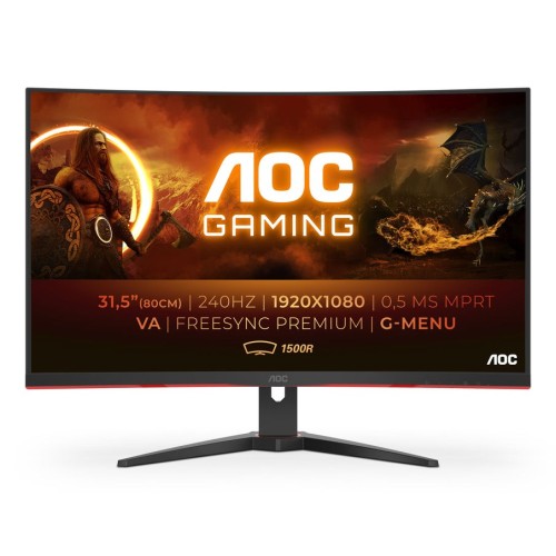 Monitor aoc 31.5" c32g2ze gaming 1ms, 240hzm full hd led negro